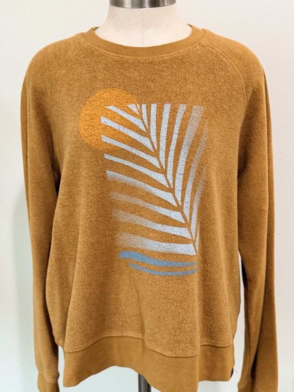 Faherty Sunwashed Organic Cotton Blend Crewneck Sweatshirt Womens Sz L